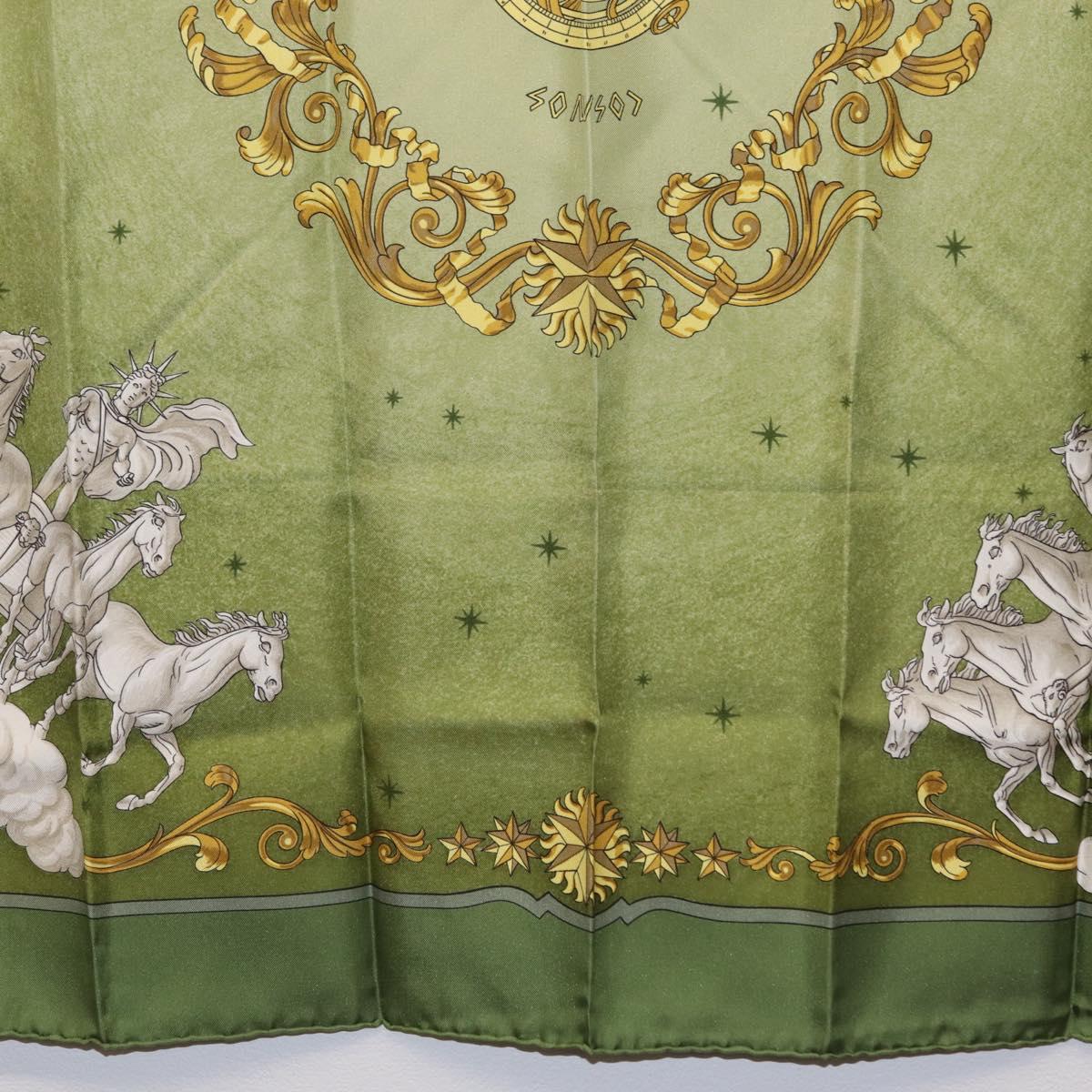 HERMES Carre 90 Scarf ""COSMOS"" Silk Green Auth 207511