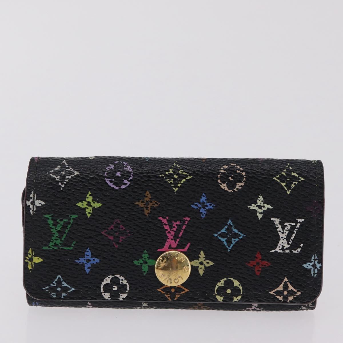 LOUIS VUITTON Monogram Multicolor Wallet 2 Set Black LV Auth 207527