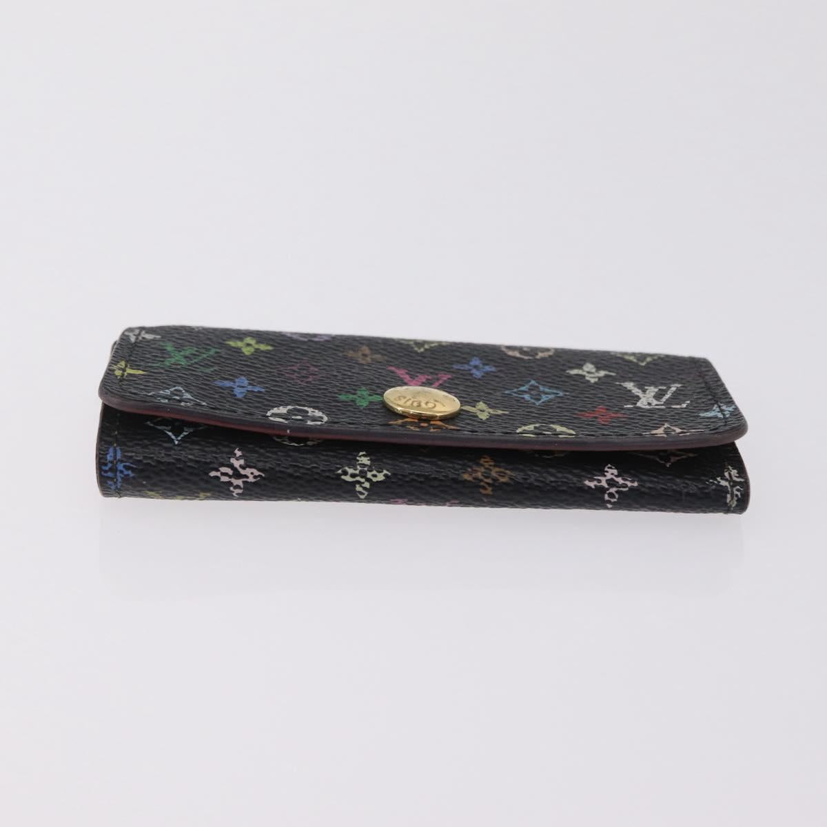 LOUIS VUITTON Monogram Multicolor Wallet 2 Set Black LV Auth 207527