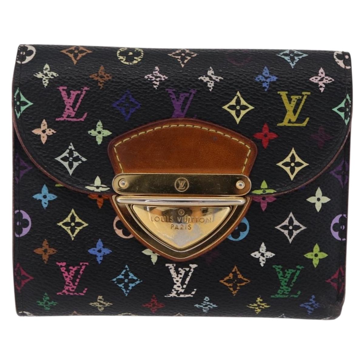 LOUIS VUITTON Monogram Multicolor Wallet 2 Set Black LV Auth 207527