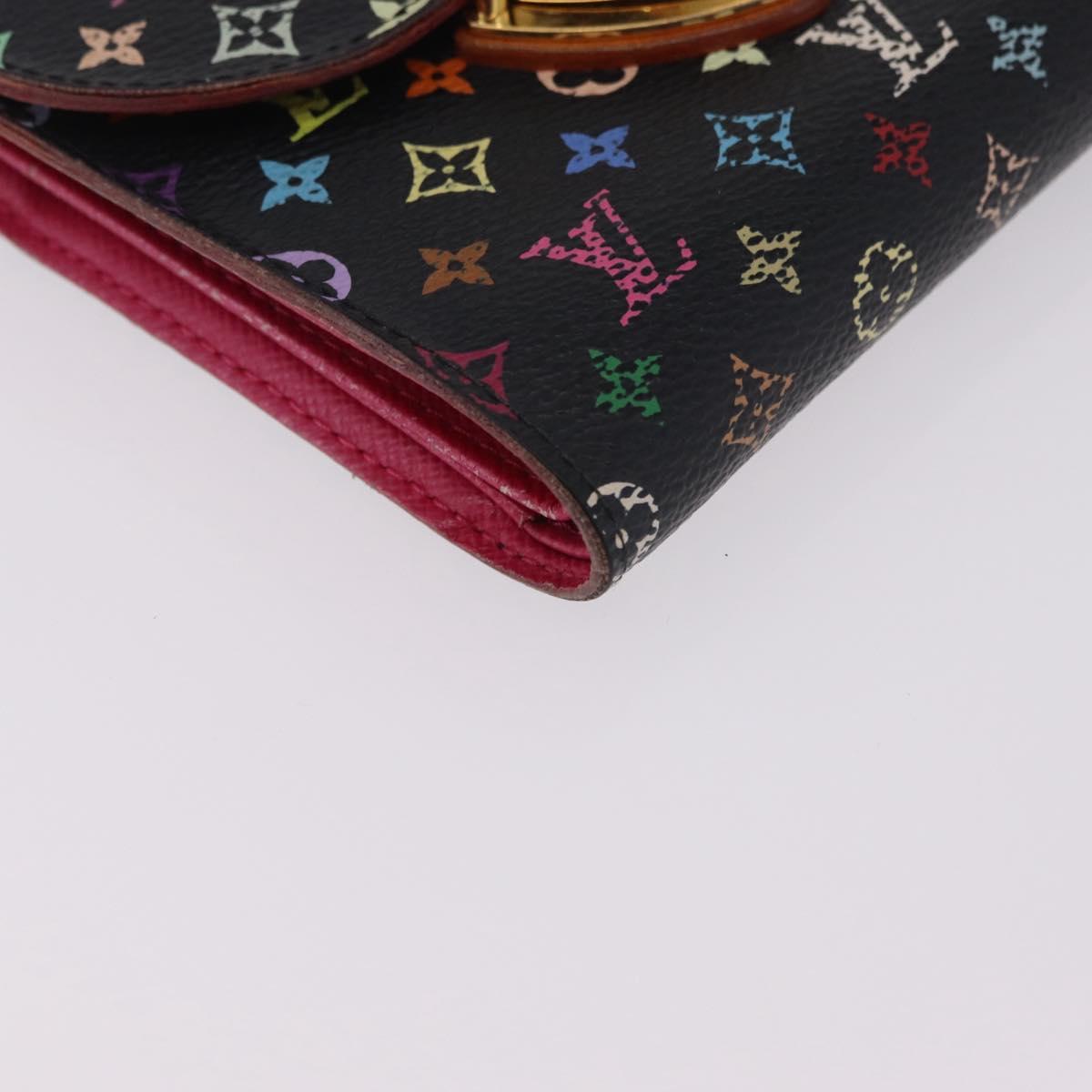 LOUIS VUITTON Monogram Multicolor Wallet 2 Set Black LV Auth 207527