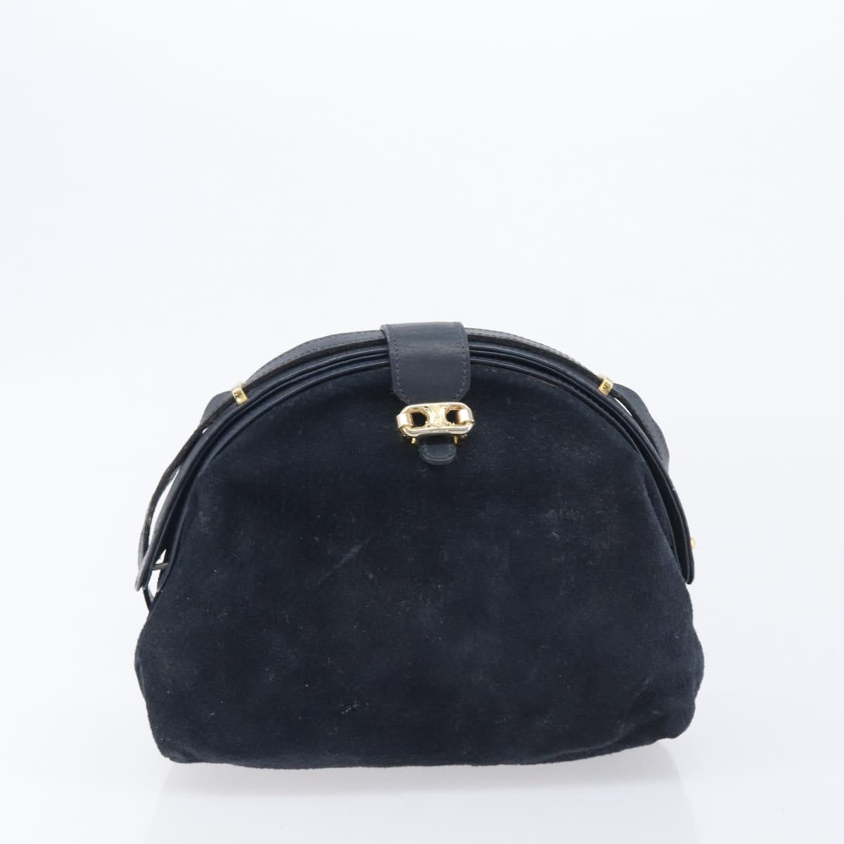 CELINE Macadam Canvas C Sulky Bag PVC Leather Suede 2 Set Beige Navy Auth 207528