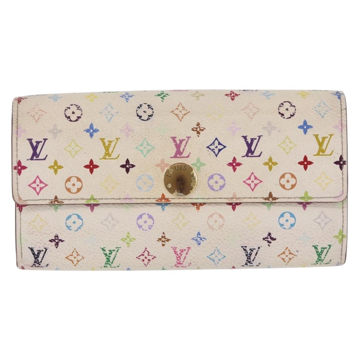 LOUIS VUITTON Monogram Multicolor Wallet 3 Set White LV Auth 207532