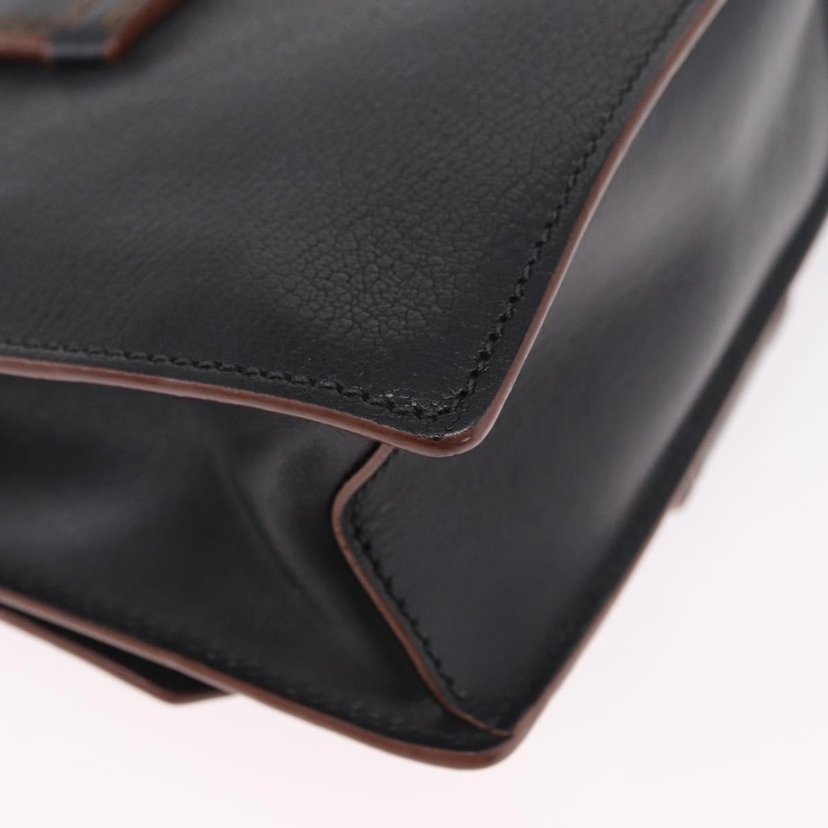 Miu Miu Madras Shoulder Bag Leather Black Gold Tone Auth 207539M