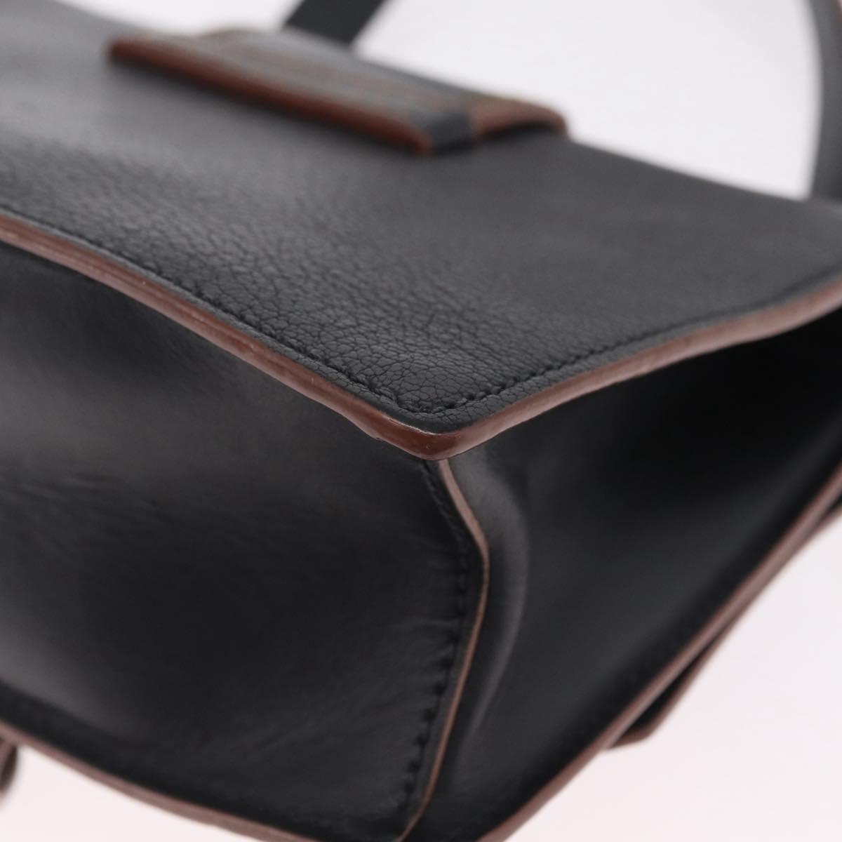 Miu Miu Madras Shoulder Bag Leather Black Gold Tone Auth 207539M