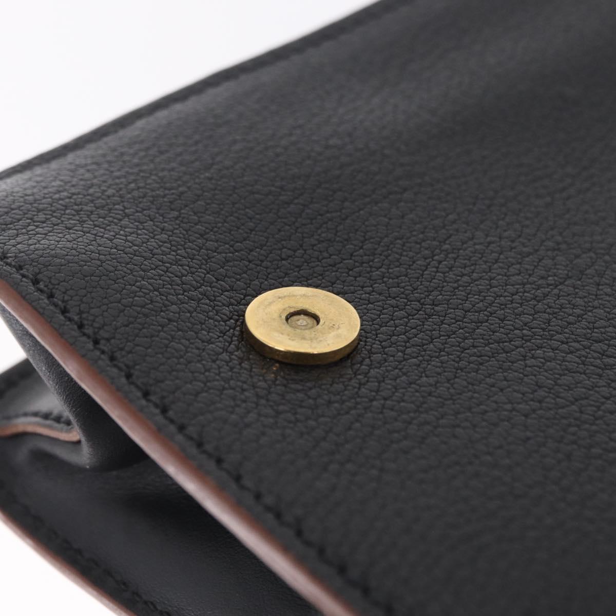 Miu Miu Madras Shoulder Bag Leather Black Gold Tone Auth 207539M