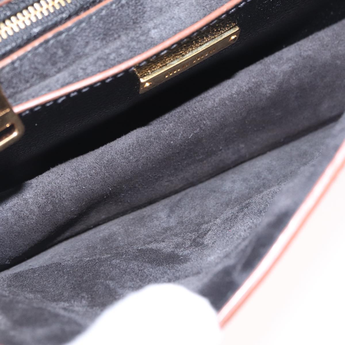 Miu Miu Madras Shoulder Bag Leather Black Gold Tone Auth 207539M