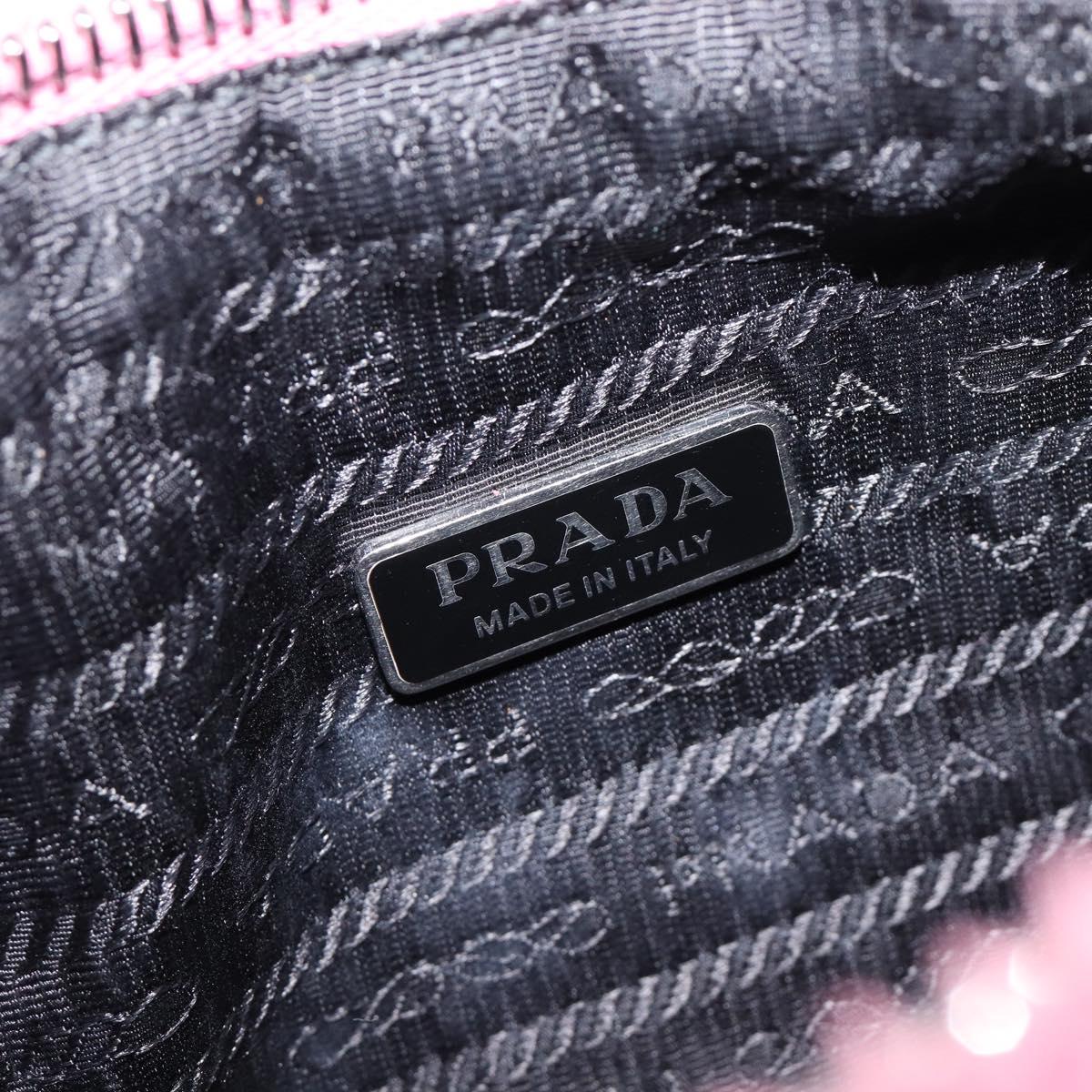 PRADA Accessory Pouch Pile Pink Silver Auth 207550V