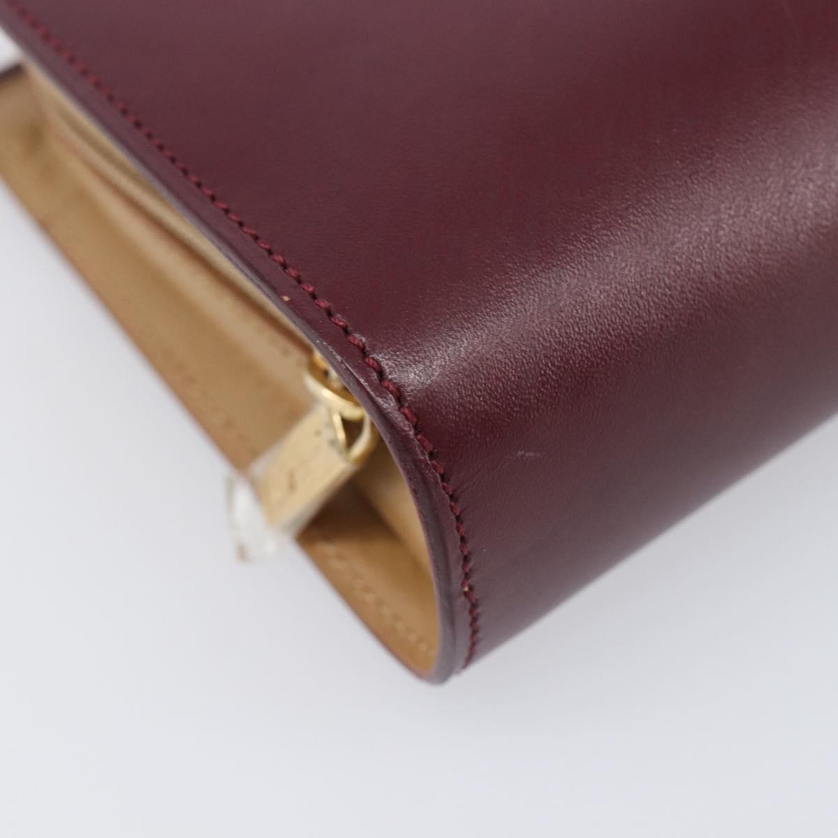 Cartier Trinity Hand Pouch Leather Bordeaux Gold Tone Auth 207560V