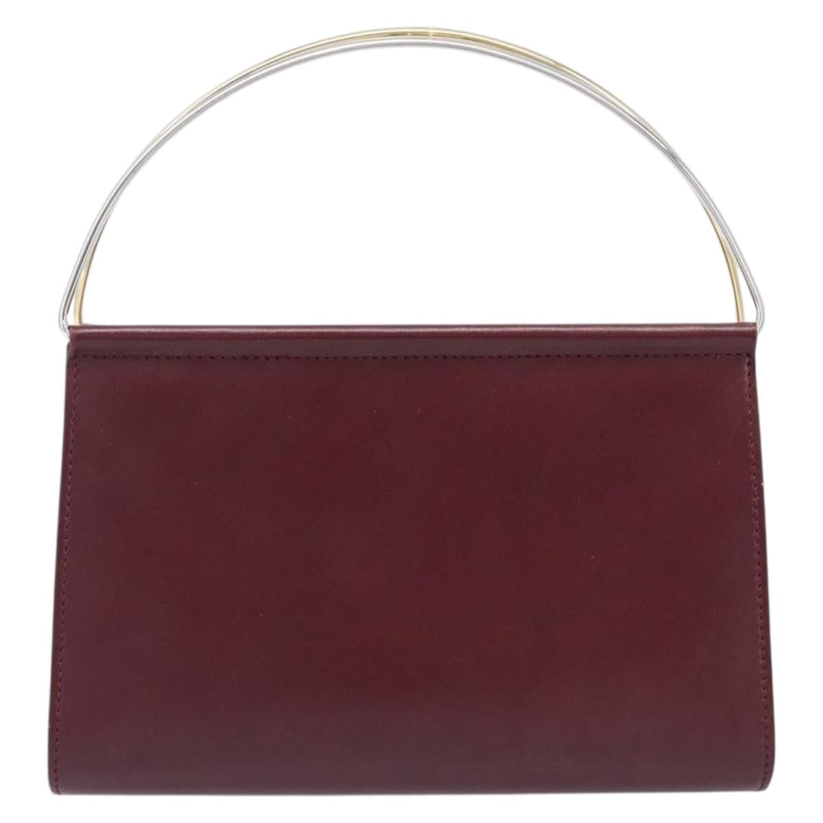 Cartier Trinity Hand Pouch Leather Bordeaux Gold Tone Auth 207560V