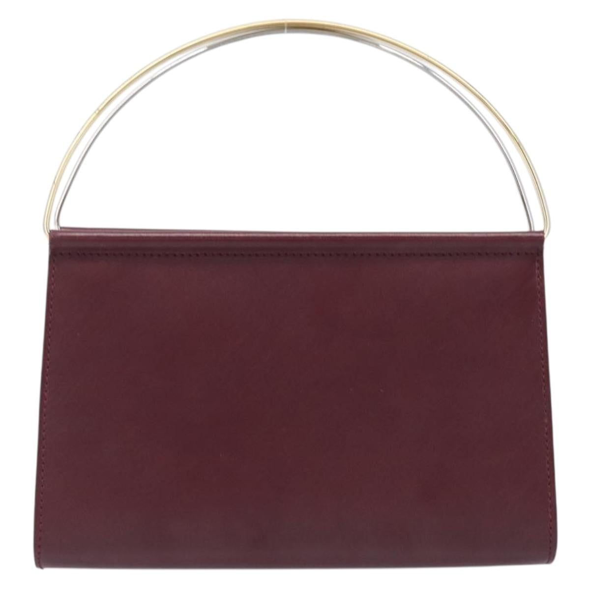 Cartier Trinity Hand Pouch Leather Bordeaux Gold Tone Auth 207560V