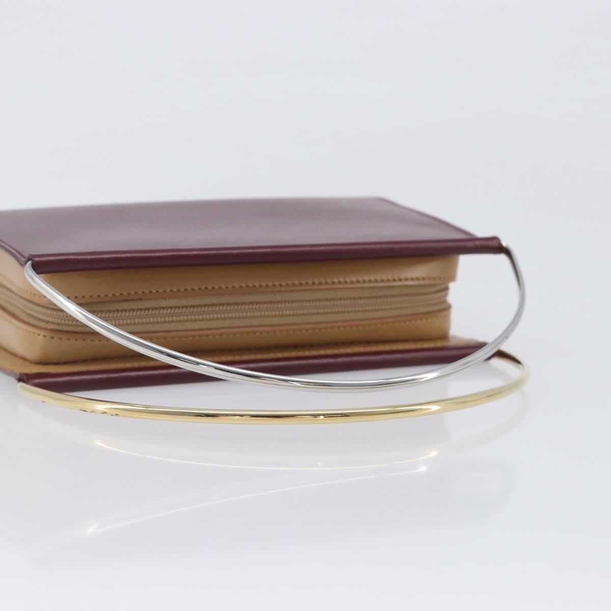 Cartier Trinity Hand Pouch Leather Bordeaux Gold Tone Auth 207560V