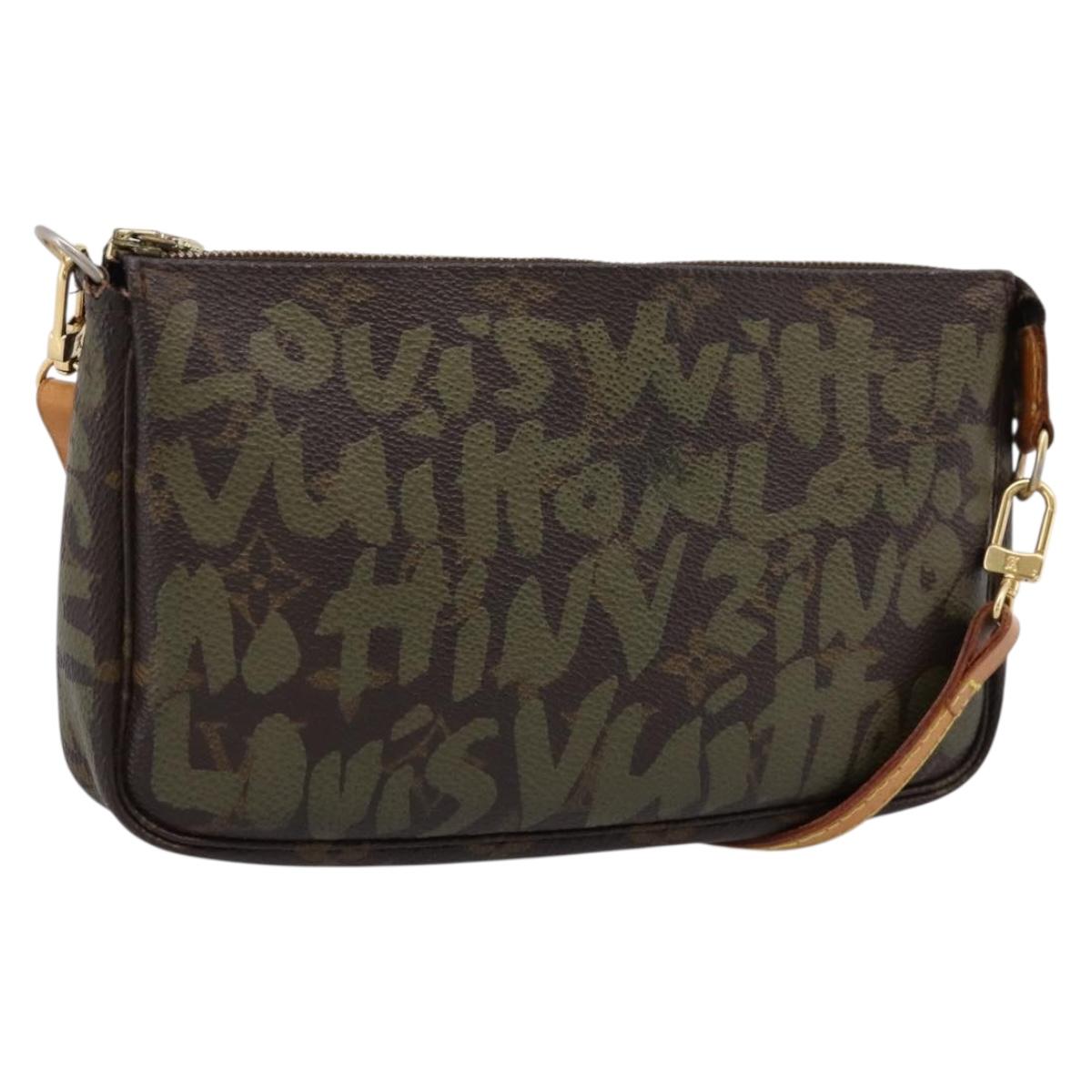 LOUIS VUITTON Monogram Graffiti Pochette Accessoires Khaki M92191 Auth 207561A