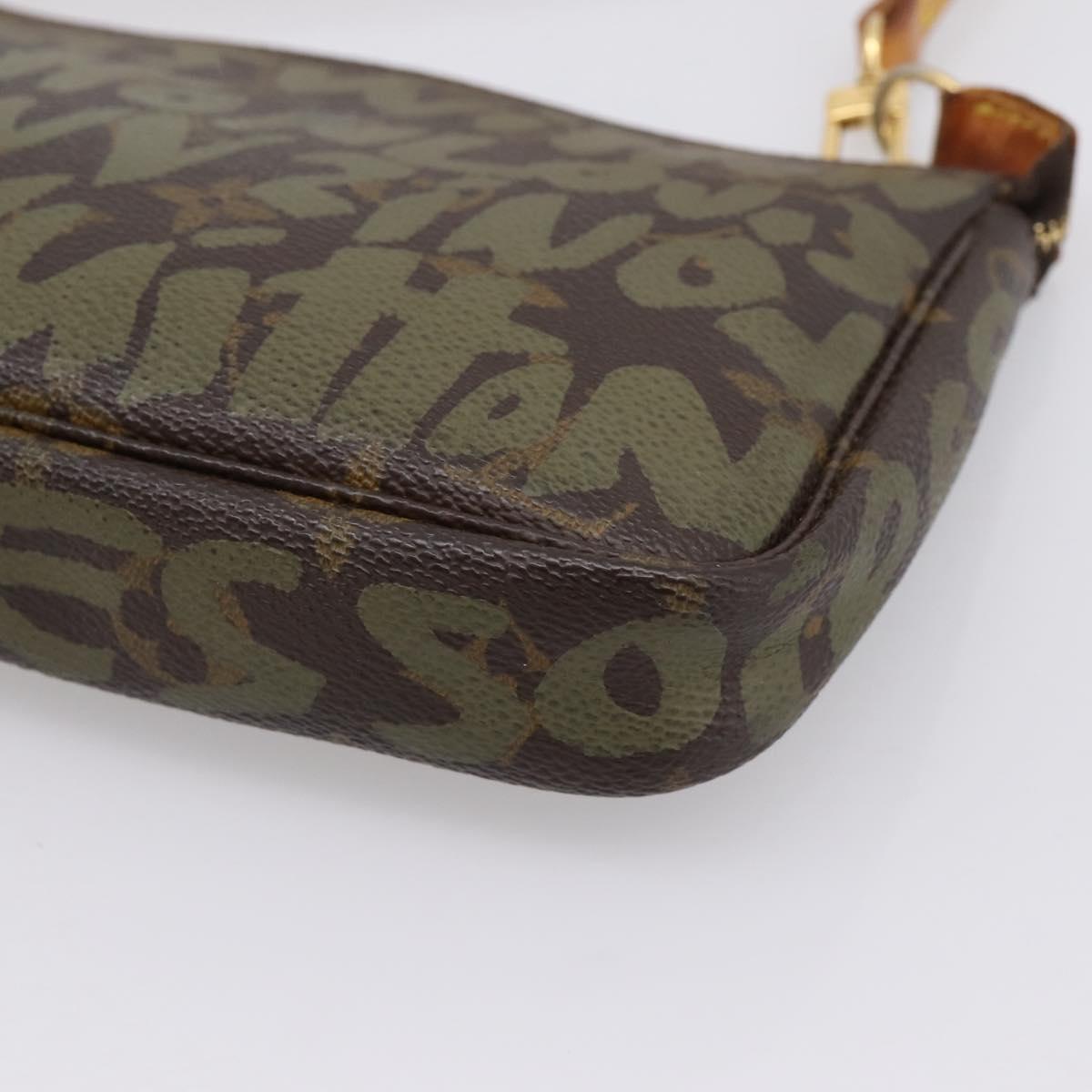 LOUIS VUITTON Monogram Graffiti Pochette Accessoires Khaki M92191 Auth 207561A