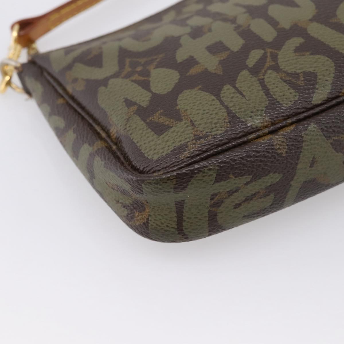 LOUIS VUITTON Monogram Graffiti Pochette Accessoires Khaki M92191 Auth 207561A