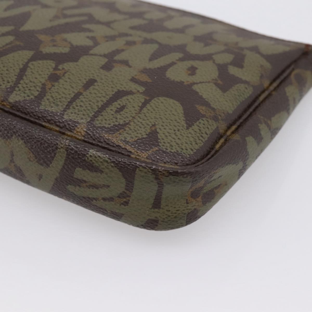 LOUIS VUITTON Monogram Graffiti Pochette Accessoires Khaki M92191 Auth 207561A