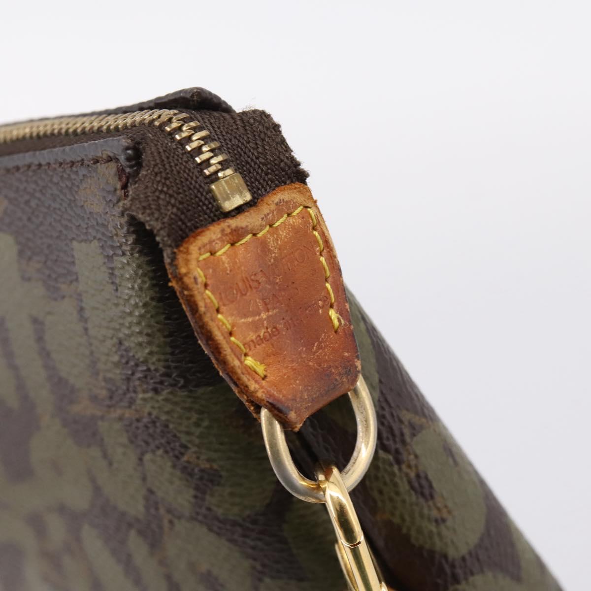 LOUIS VUITTON Monogram Graffiti Pochette Accessoires Khaki M92191 Auth 207561A