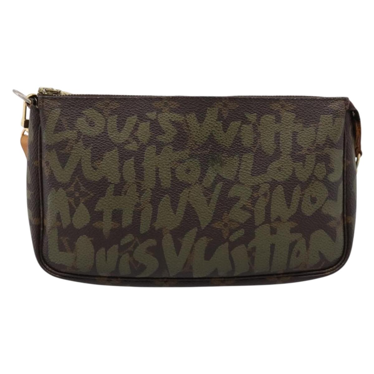 LOUIS VUITTON Monogram Graffiti Pochette Accessoires Khaki M92191 Auth 207561A