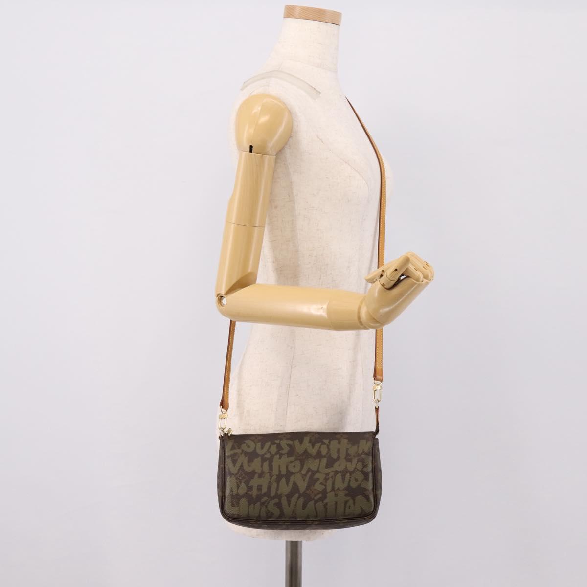 LOUIS VUITTON Monogram Graffiti Pochette Accessoires Khaki M92191 Auth 207561A