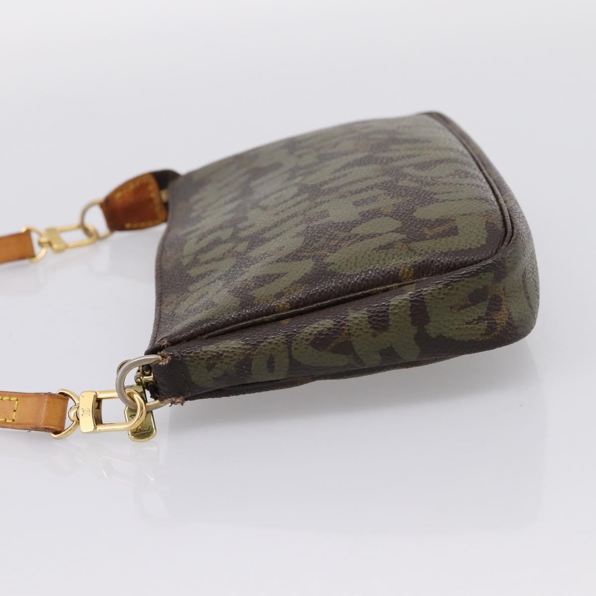 LOUIS VUITTON Monogram Graffiti Pochette Accessoires Khaki M92191 Auth 207561A