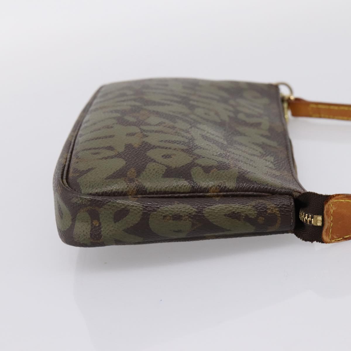 LOUIS VUITTON Monogram Graffiti Pochette Accessoires Khaki M92191 Auth 207561A