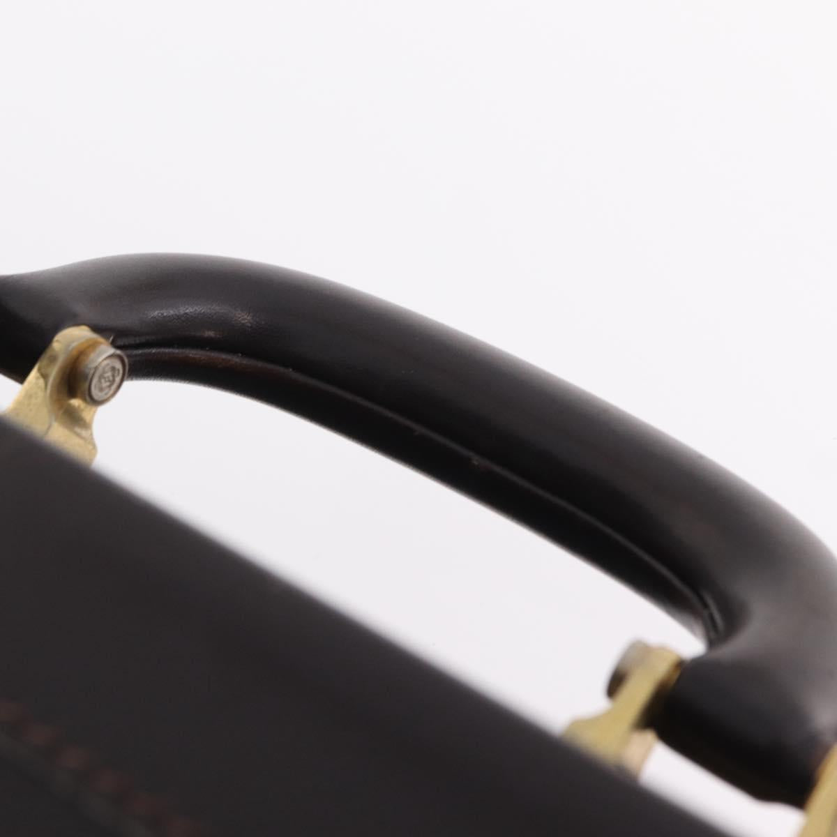LOEWE Trunk Leather Dark Brown Gold Tone Auth 207565A