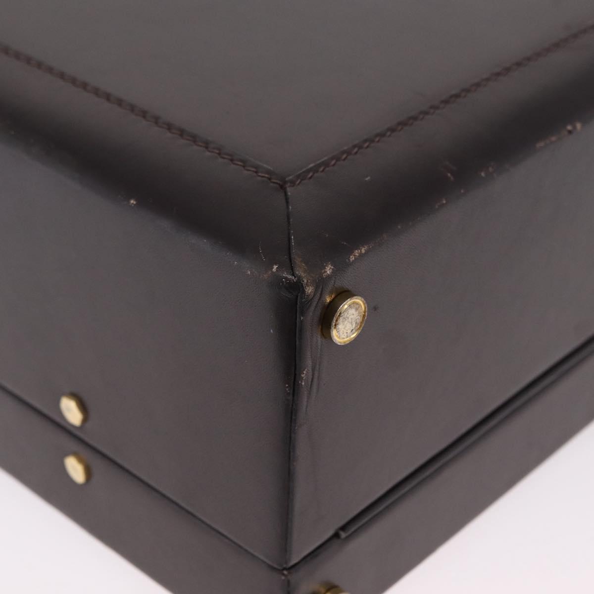 LOEWE Trunk Leather Dark Brown Gold Tone Auth 207565A