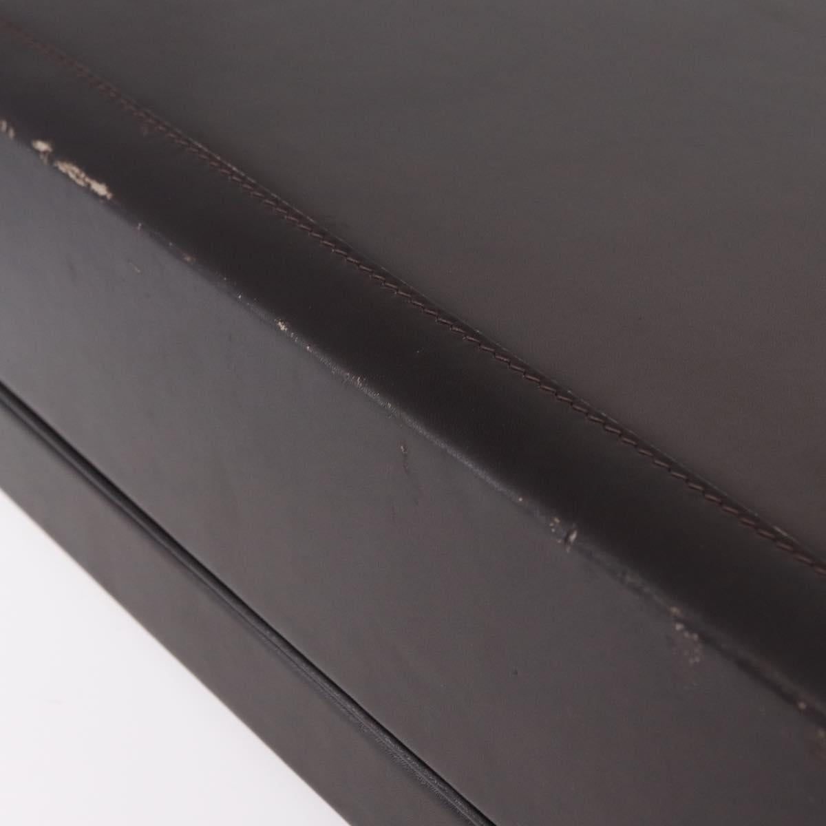 LOEWE Trunk Leather Dark Brown Gold Tone Auth 207565A