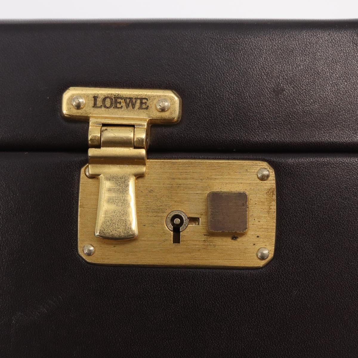 LOEWE Trunk Leather Dark Brown Gold Tone Auth 207565A