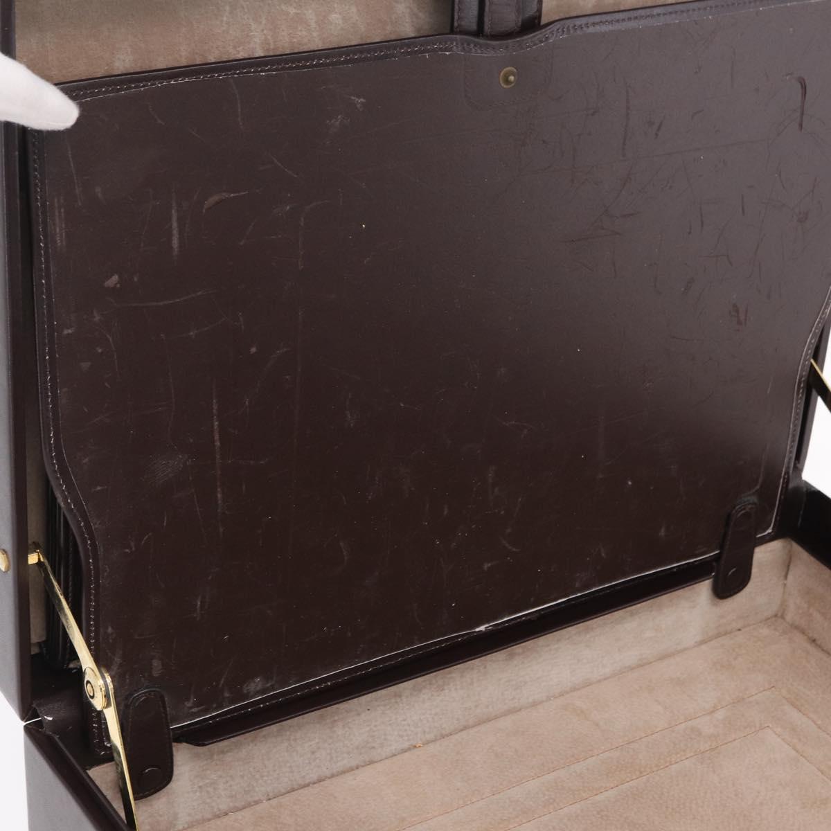 LOEWE Trunk Leather Dark Brown Gold Tone Auth 207565A