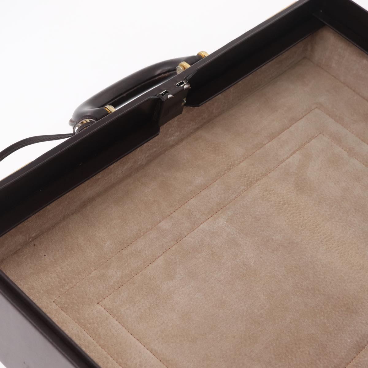LOEWE Trunk Leather Dark Brown Gold Tone Auth 207565A