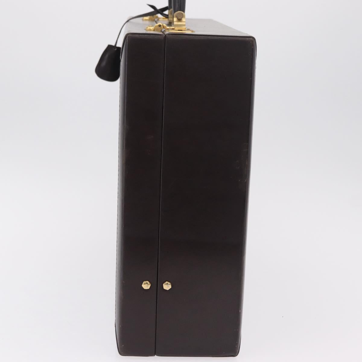 LOEWE Trunk Leather Dark Brown Gold Tone Auth 207565A