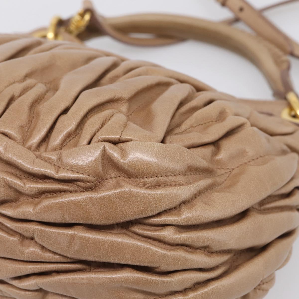 Miu Miu Vitellolux Matelasse Hand Bag Leather 2way Pink Gold Tone Auth 207573V