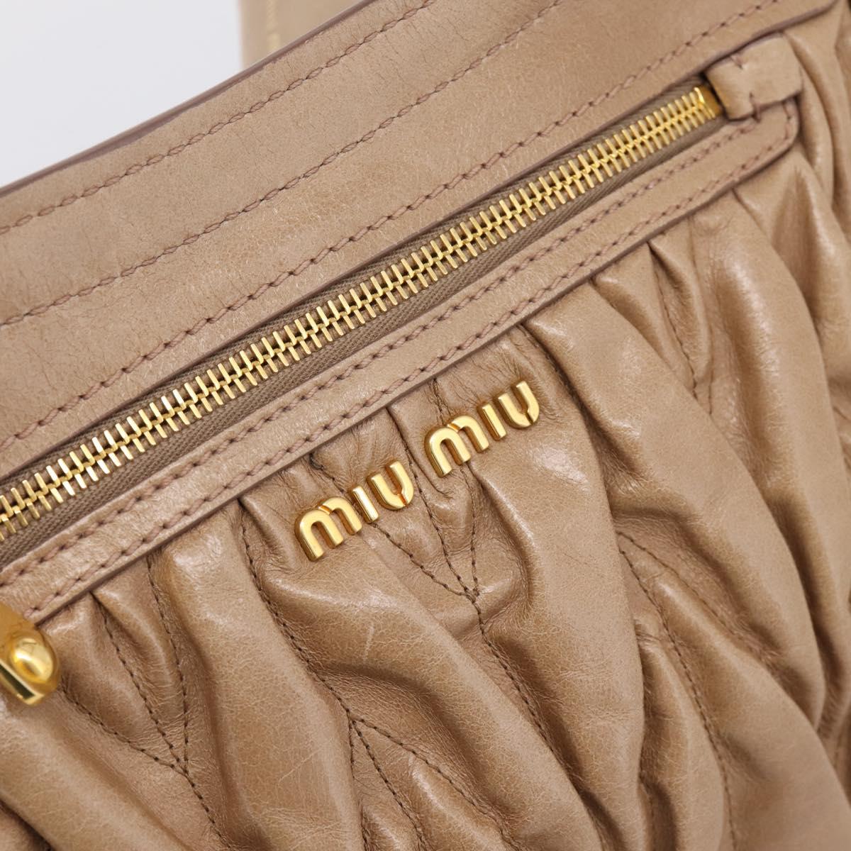 Miu Miu Vitellolux Matelasse Hand Bag Leather 2way Pink Gold Tone Auth 207573V