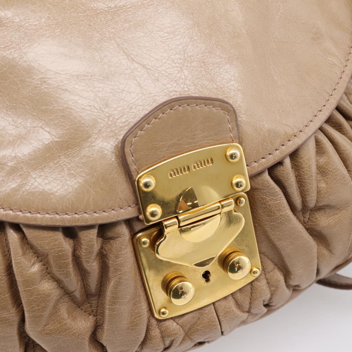 Miu Miu Vitellolux Matelasse Hand Bag Leather 2way Pink Gold Tone Auth 207573V