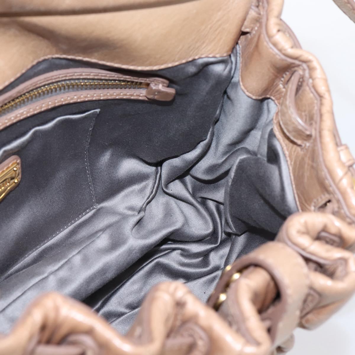 Miu Miu Vitellolux Matelasse Hand Bag Leather 2way Pink Gold Tone Auth 207573V