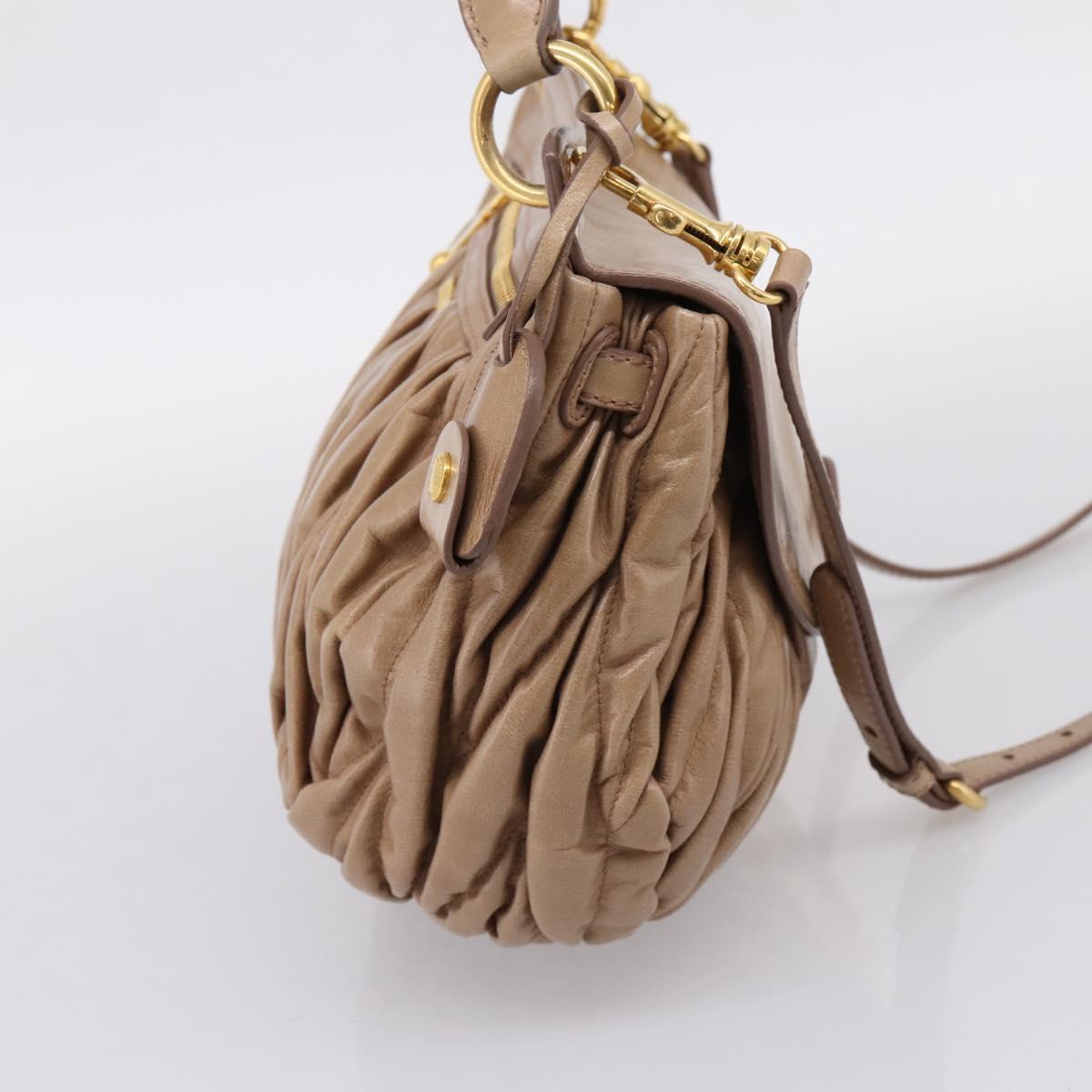 Miu Miu Vitellolux Matelasse Hand Bag Leather 2way Pink Gold Tone Auth 207573V
