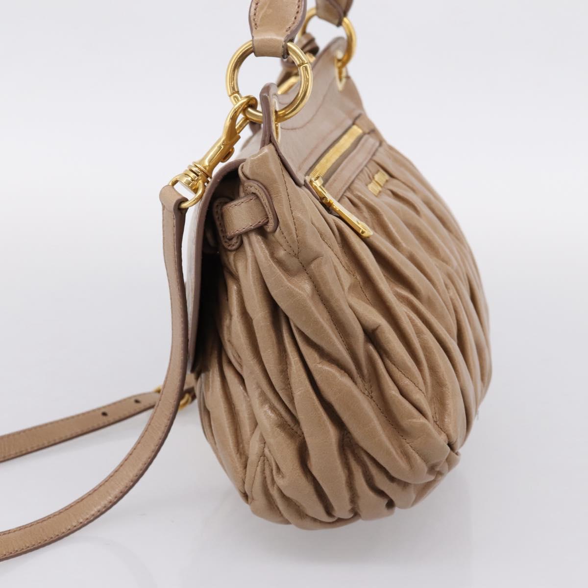 Miu Miu Vitellolux Matelasse Hand Bag Leather 2way Pink Gold Tone Auth 207573V