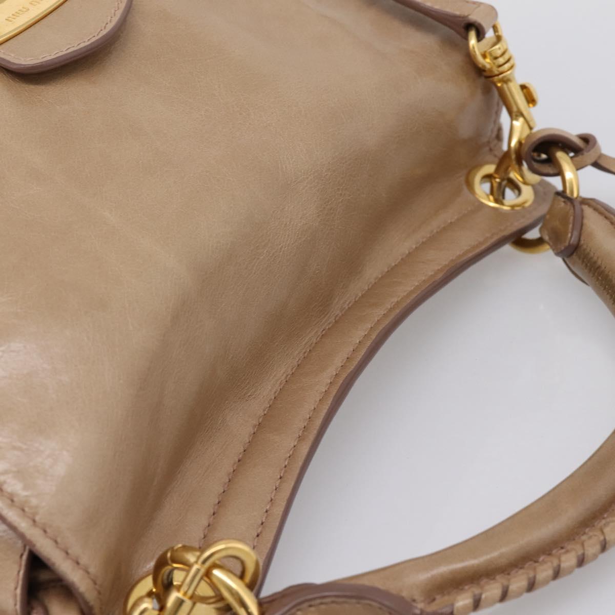 Miu Miu Vitellolux Matelasse Hand Bag Leather 2way Pink Gold Tone Auth 207573V