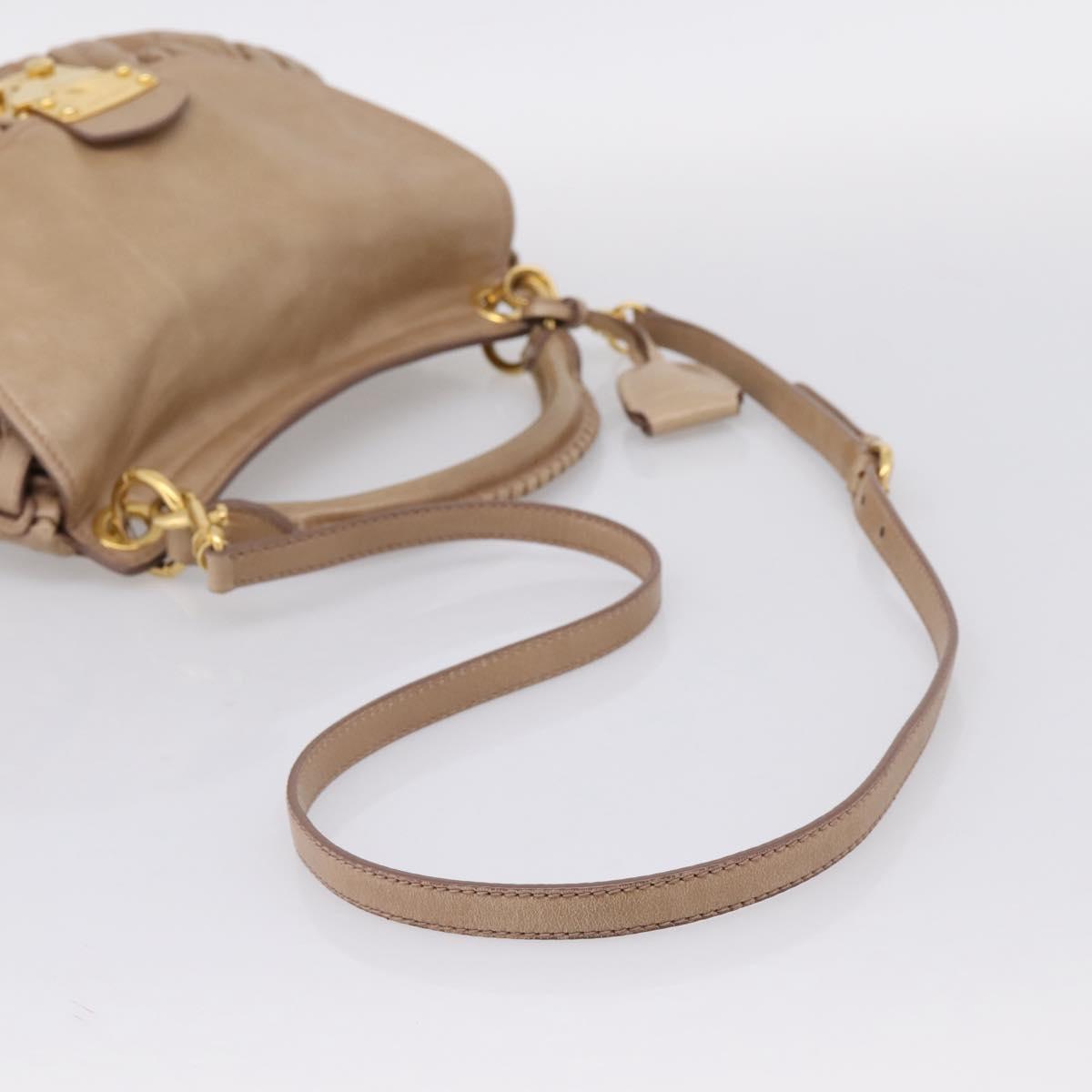Miu Miu Vitellolux Matelasse Hand Bag Leather 2way Pink Gold Tone Auth 207573V