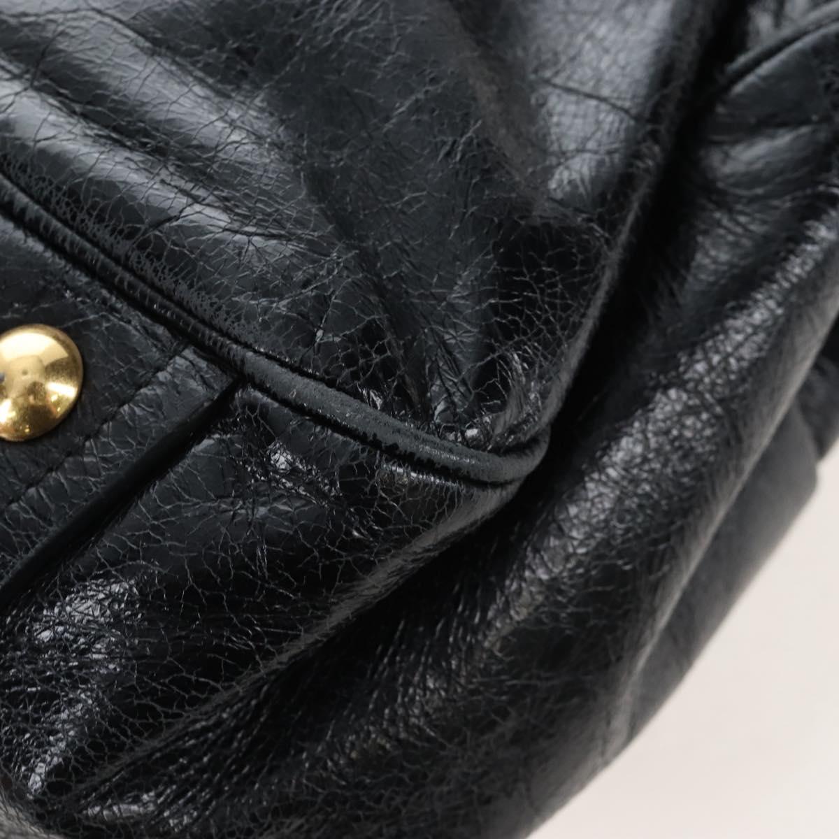 Miu Miu Tote Bag Vitellolux 2way Black Gold Auth 207580V