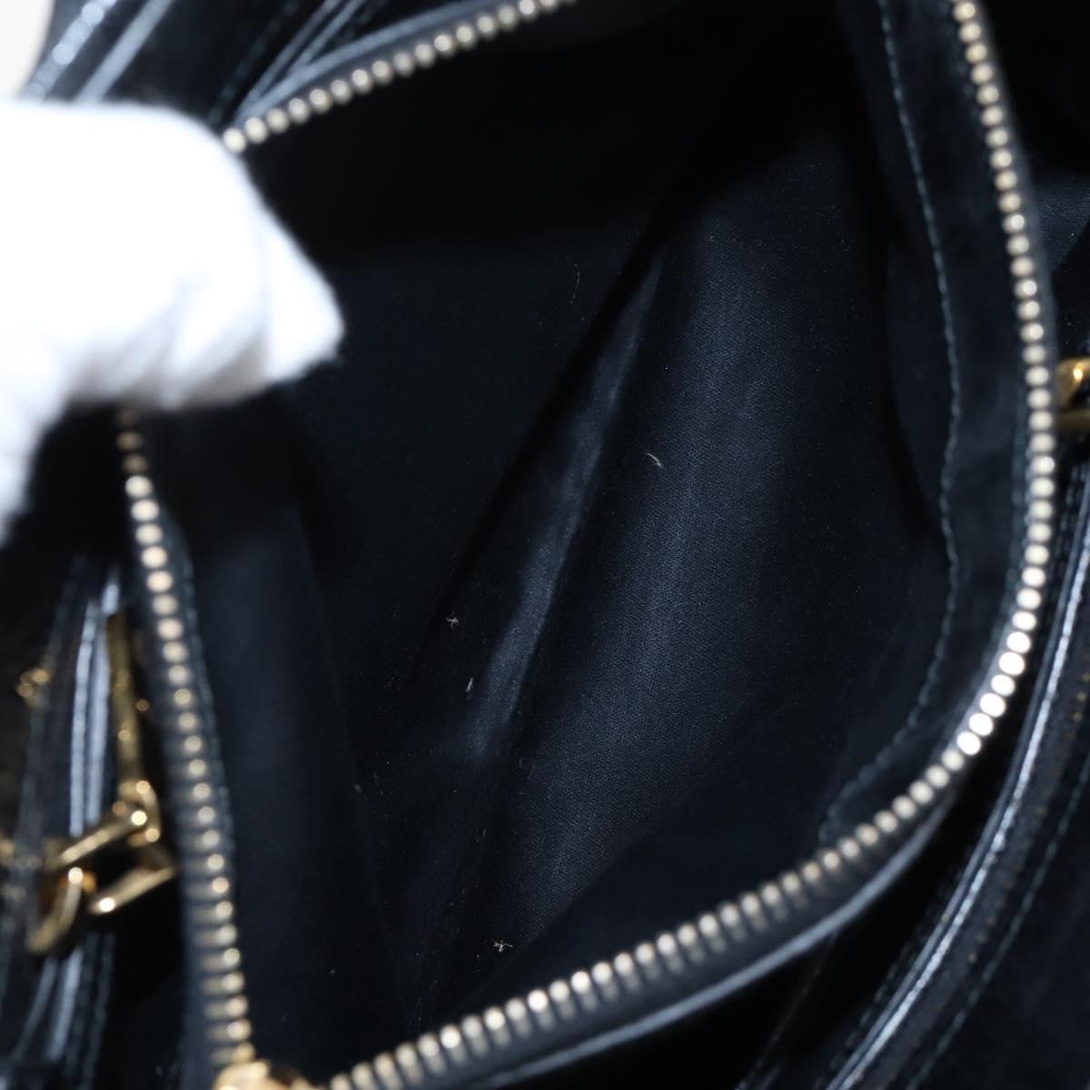 Miu Miu Tote Bag Vitellolux 2way Black Gold Auth 207580V