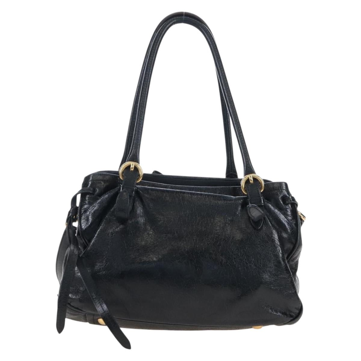 Miu Miu Tote Bag Vitellolux 2way Black Gold Auth 207580V