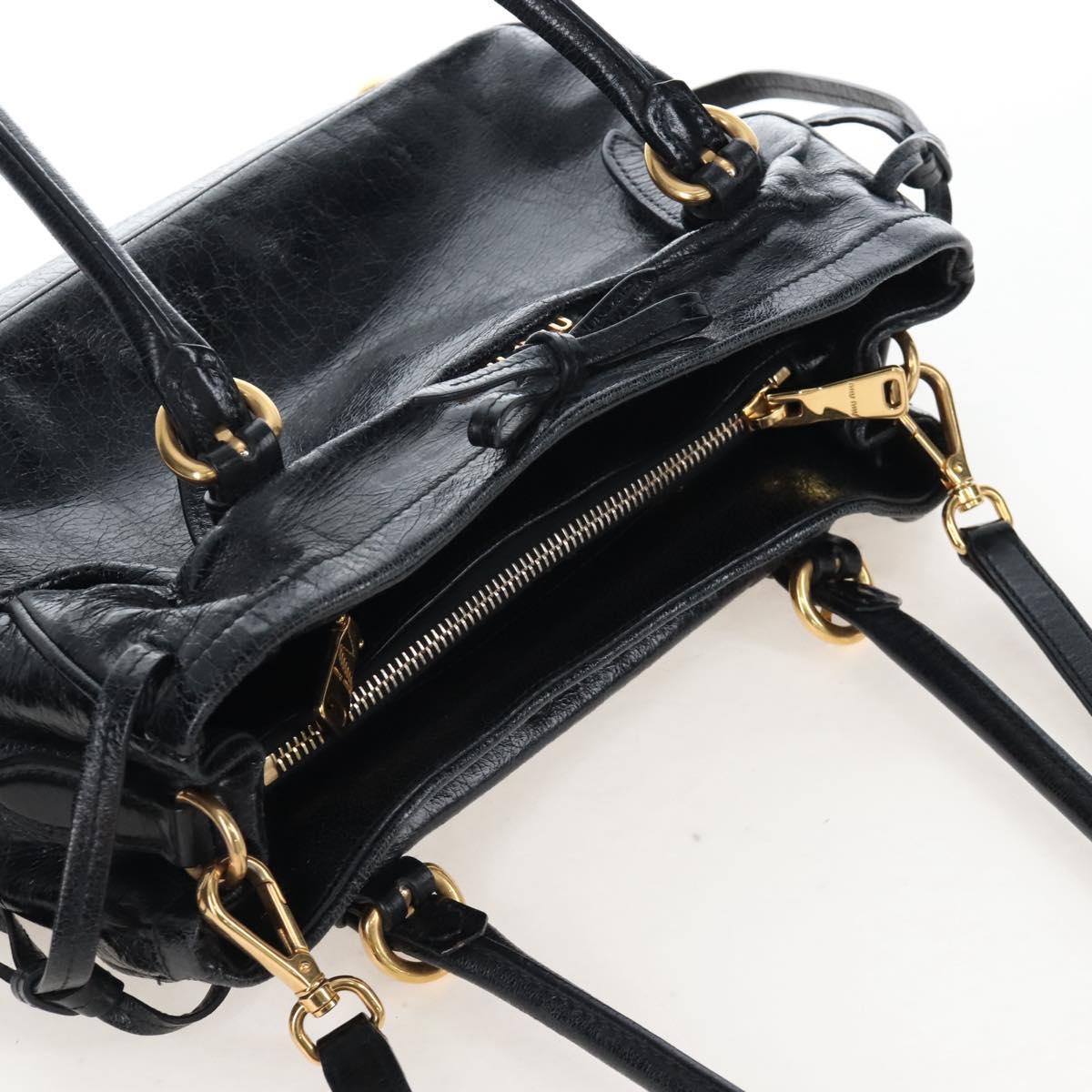 Miu Miu Tote Bag Vitellolux 2way Black Gold Auth 207580V