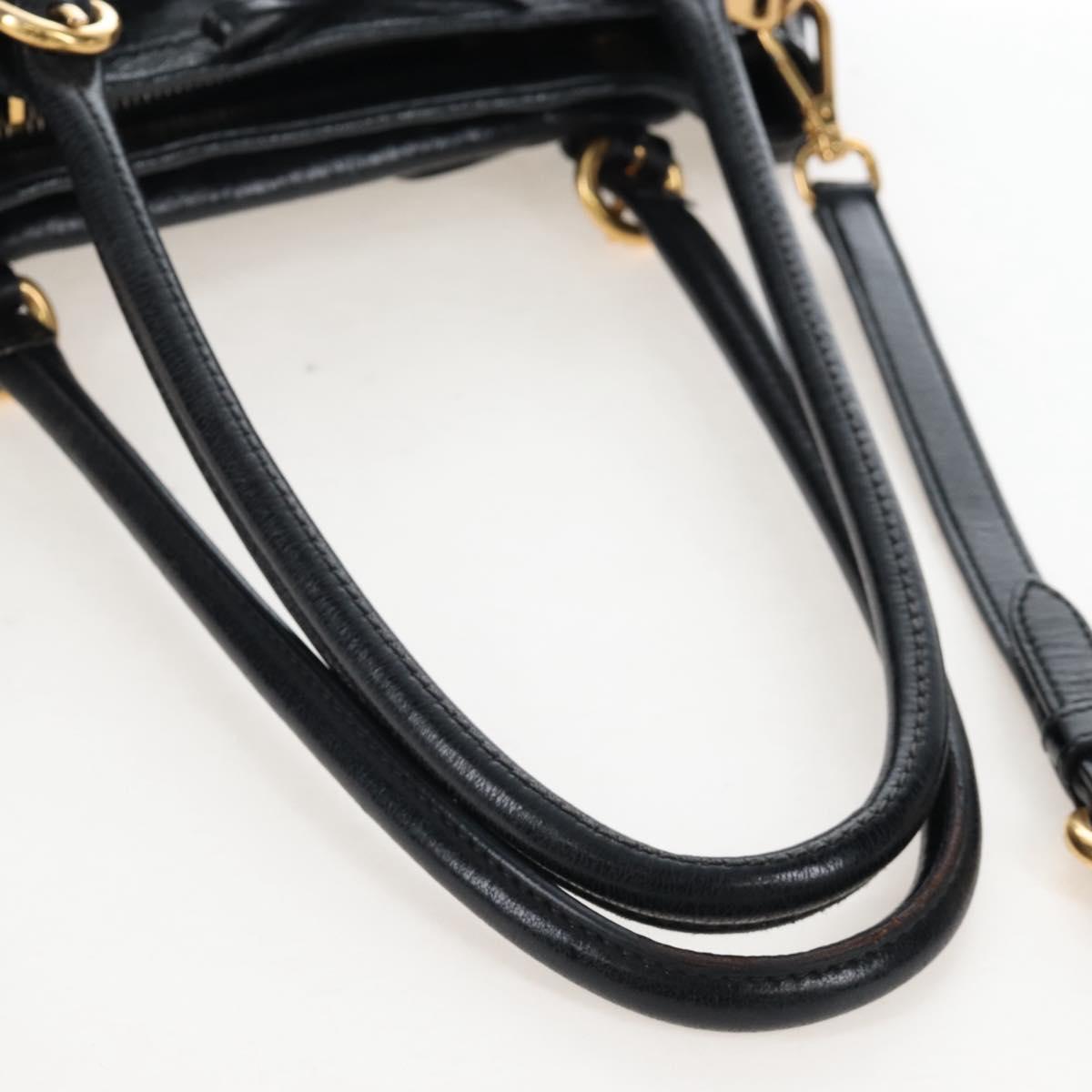 Miu Miu Tote Bag Vitellolux 2way Black Gold Auth 207580V