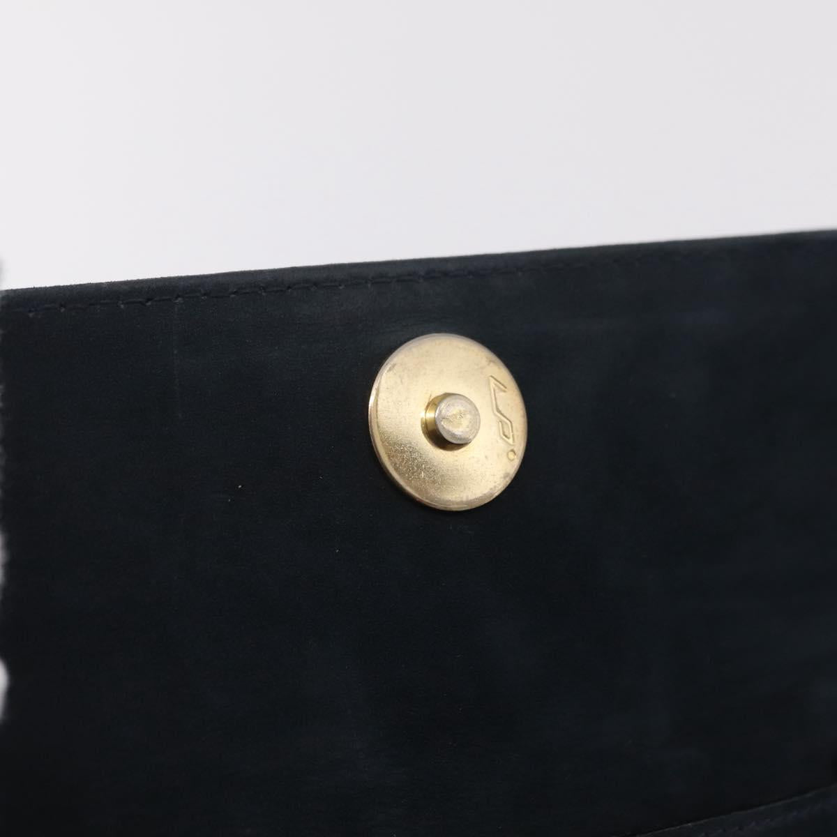 Salvatore Ferragamo Vala Shoulder Bag Suede Navy Gold Tone Auth 207593