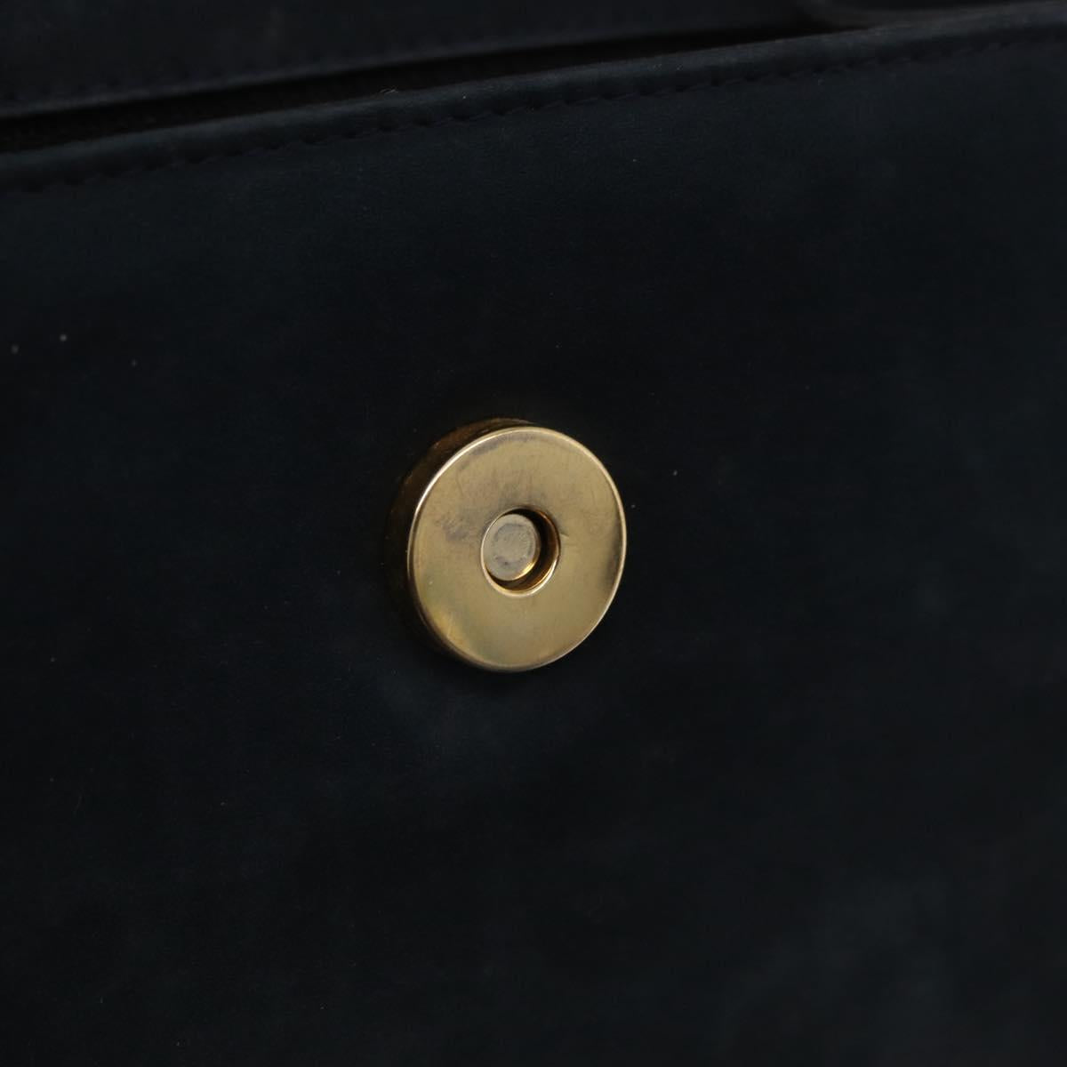Salvatore Ferragamo Vala Shoulder Bag Suede Navy Gold Tone Auth 207593