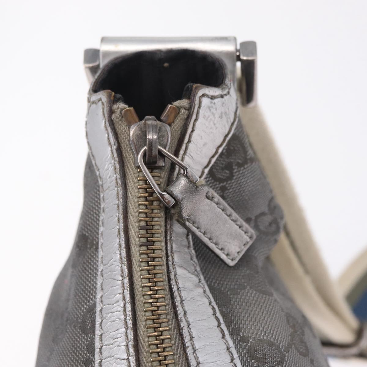 GUCCI GG Canvas Shoulder Bag Silver 181092 Auth 207594