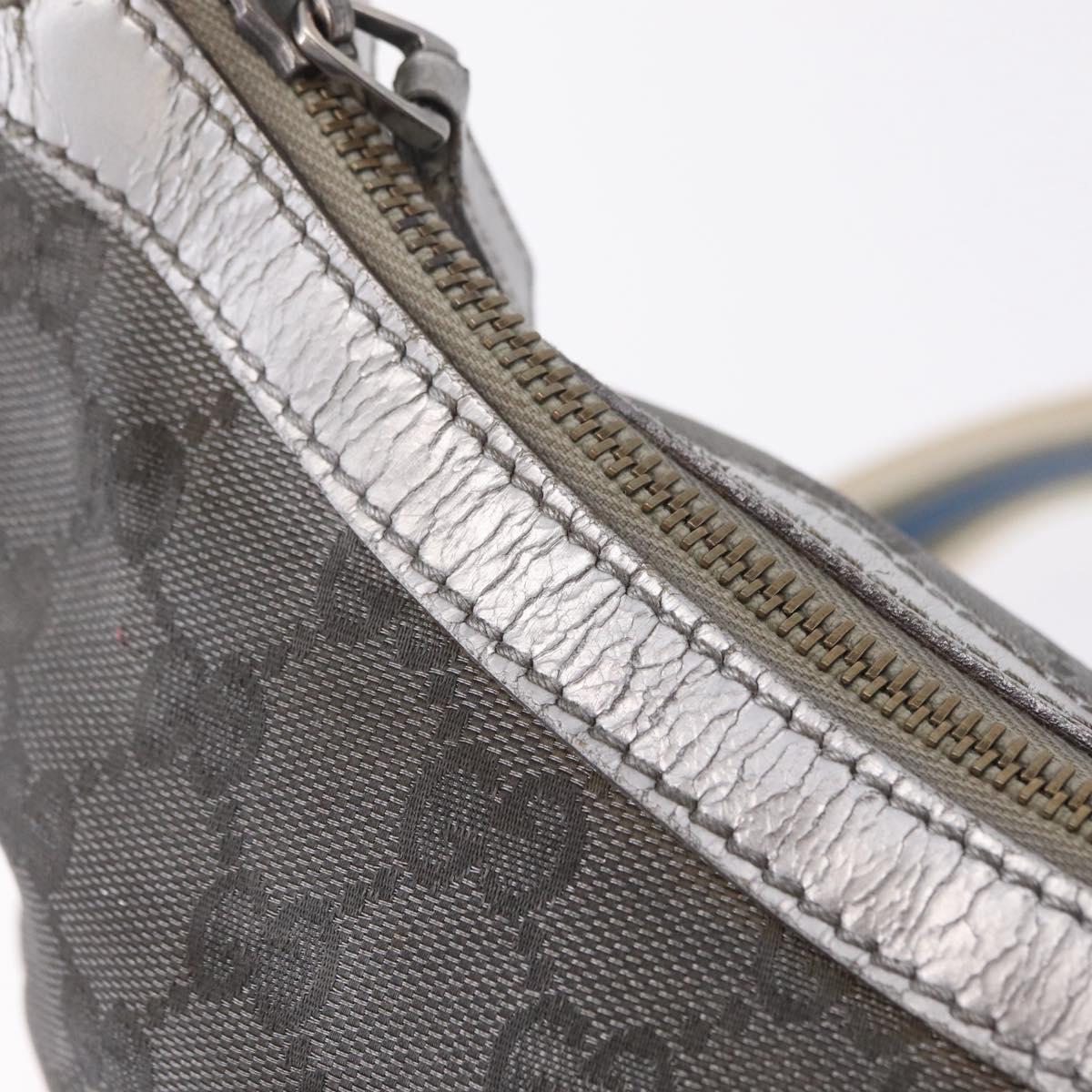 GUCCI GG Canvas Shoulder Bag Silver 181092 Auth 207594