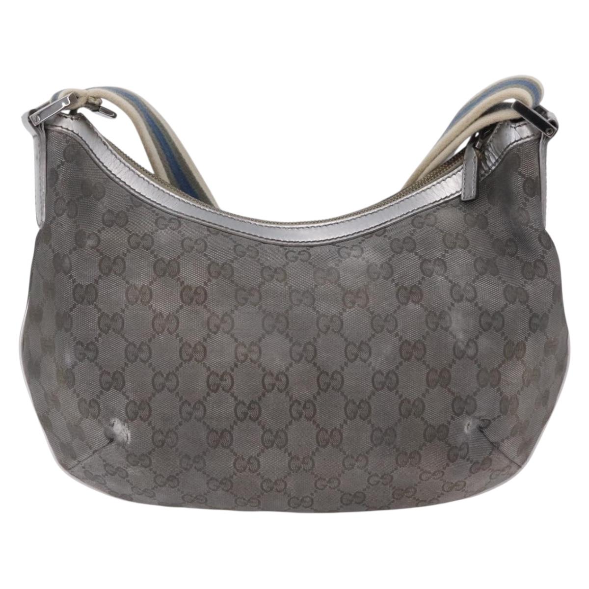 GUCCI GG Canvas Shoulder Bag Silver 181092 Auth 207594